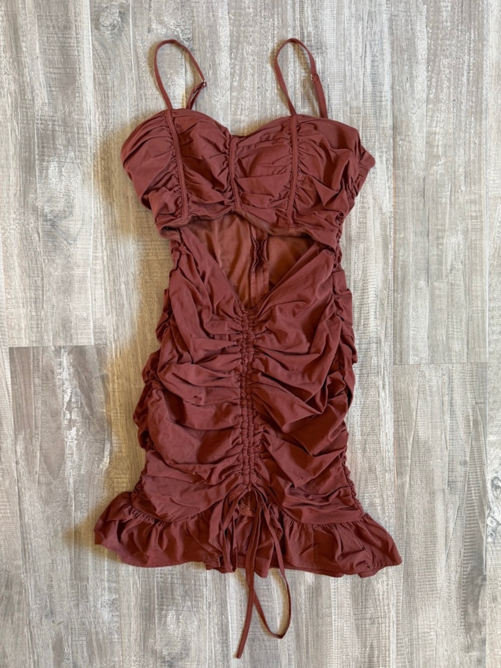 Papaya Rust Red Sleeveless Mini Dress